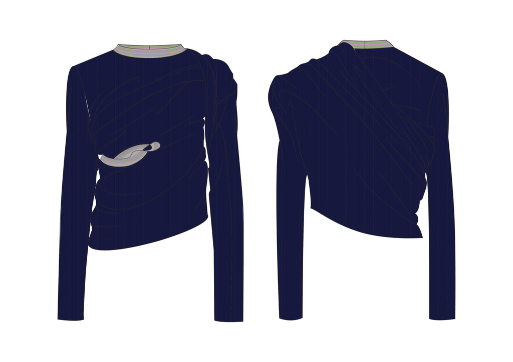 AIRLIE WRAP TOP - NAVY/GREY/PINK/GREEN