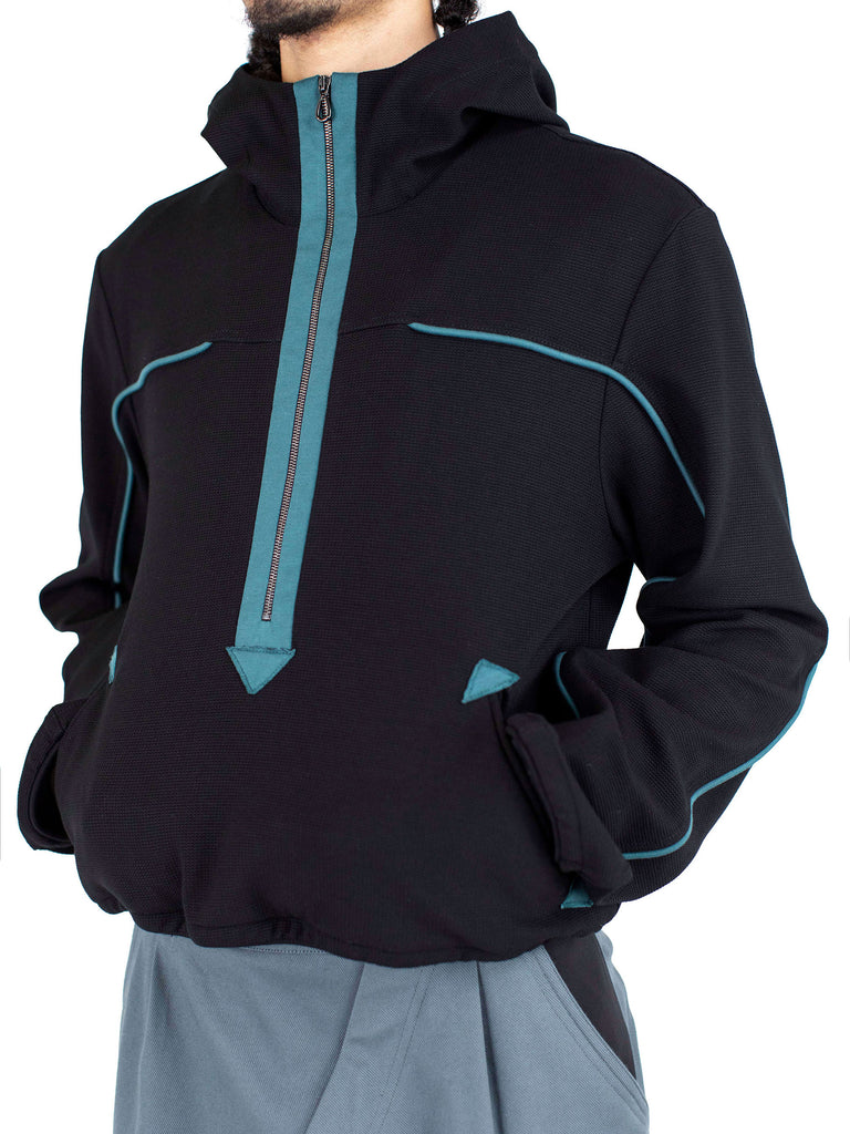 AGATHON HOODED PULLOVER - SABLE BLACK