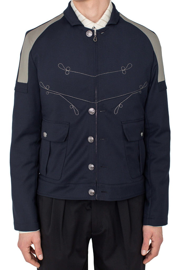 FITZ MILITARY BLAZER - D NAVY/SLATE GREY
