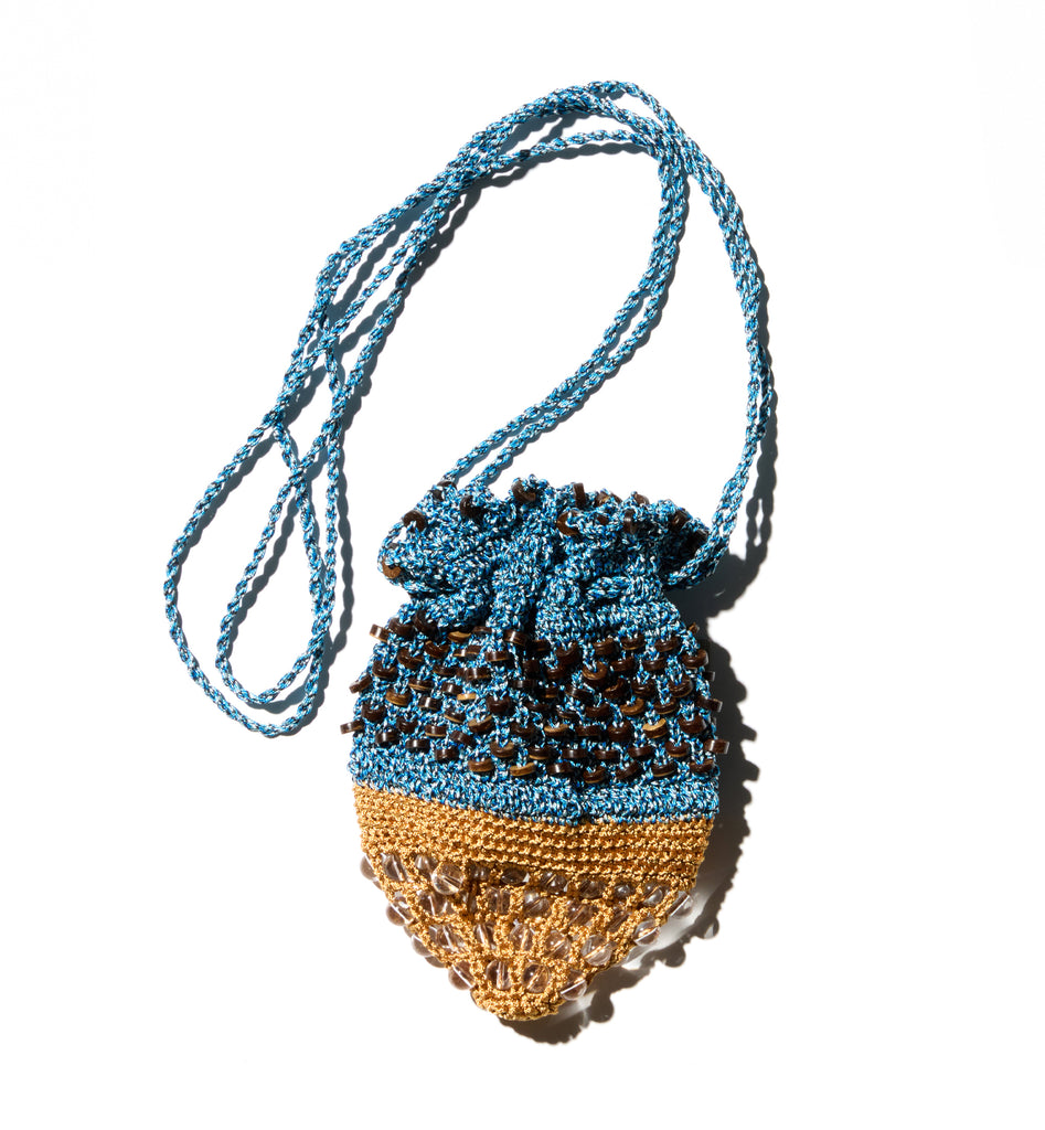 GANNET CROCHET POUCH - BLUE SNAKE & GOLD