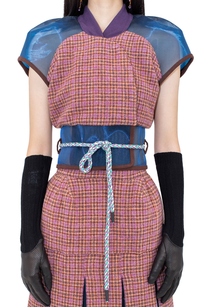 EARTHA FITTED GILET - ROSEWOOD TWEED