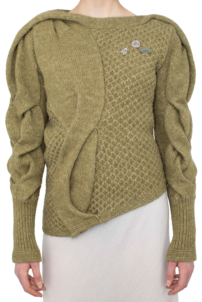 DANTE ASYMMETRIC CABLE JUMPER - OLIVE GREEN