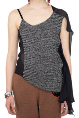 DANTE ASYMMETRICAL BICOT TOP - ANTHRACITE BLACK