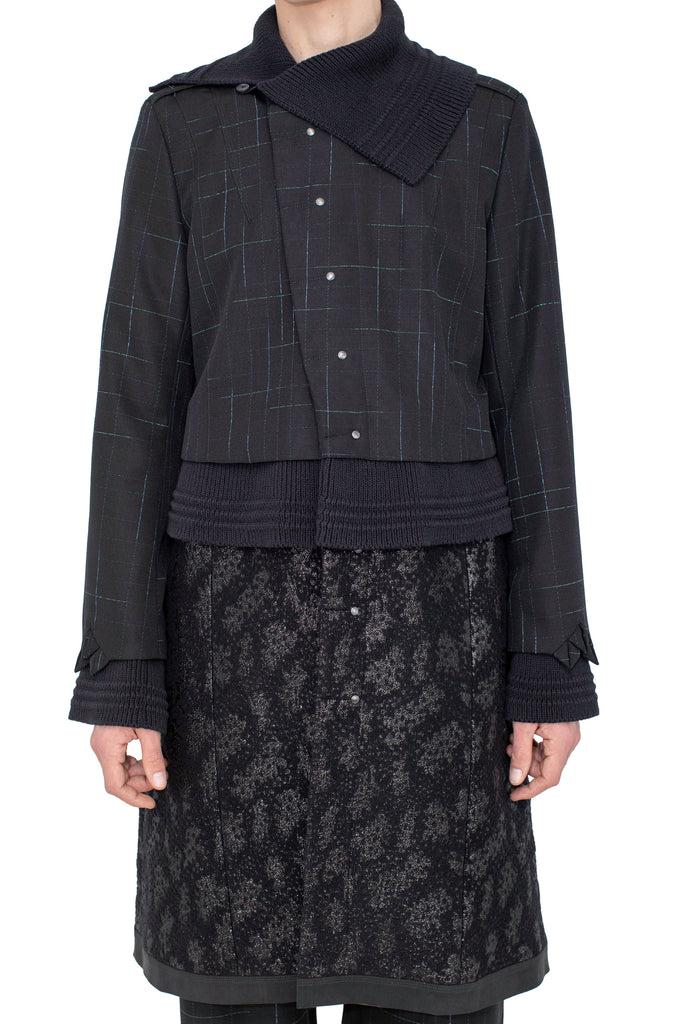 ESTIKE LONG COAT - CHECK/GLITTER BLK/JET BLK/BLK