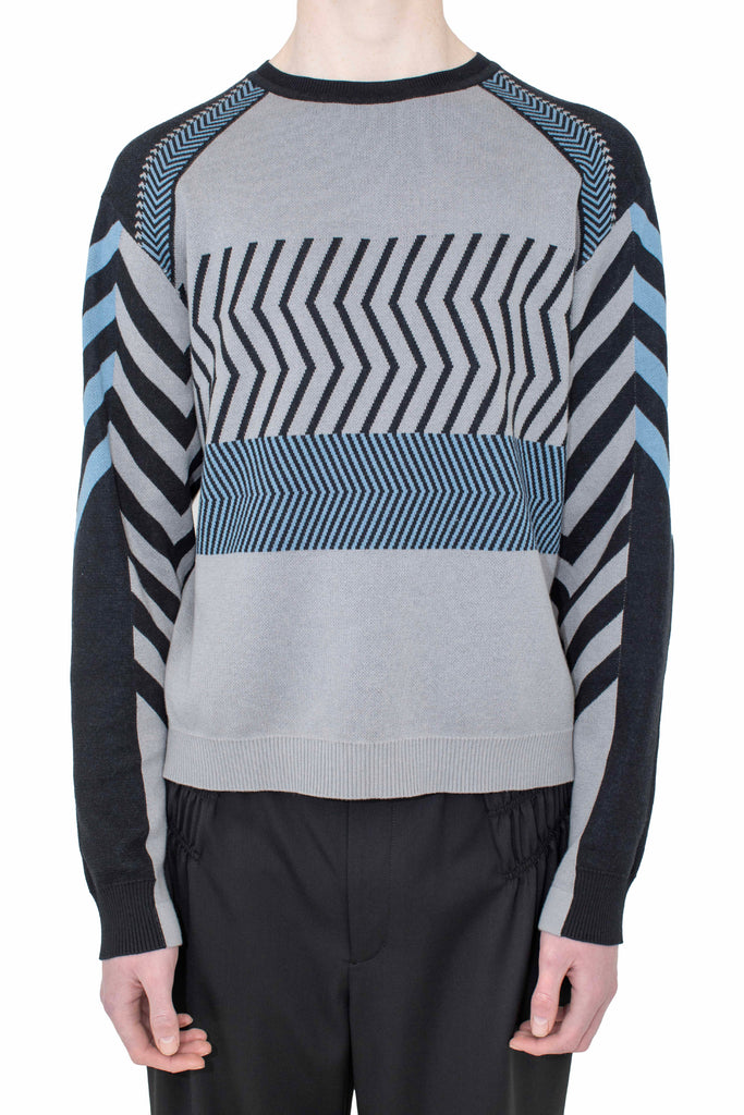 GIZI PANELLED JUMPER - BLACK & GREY & BLUE
