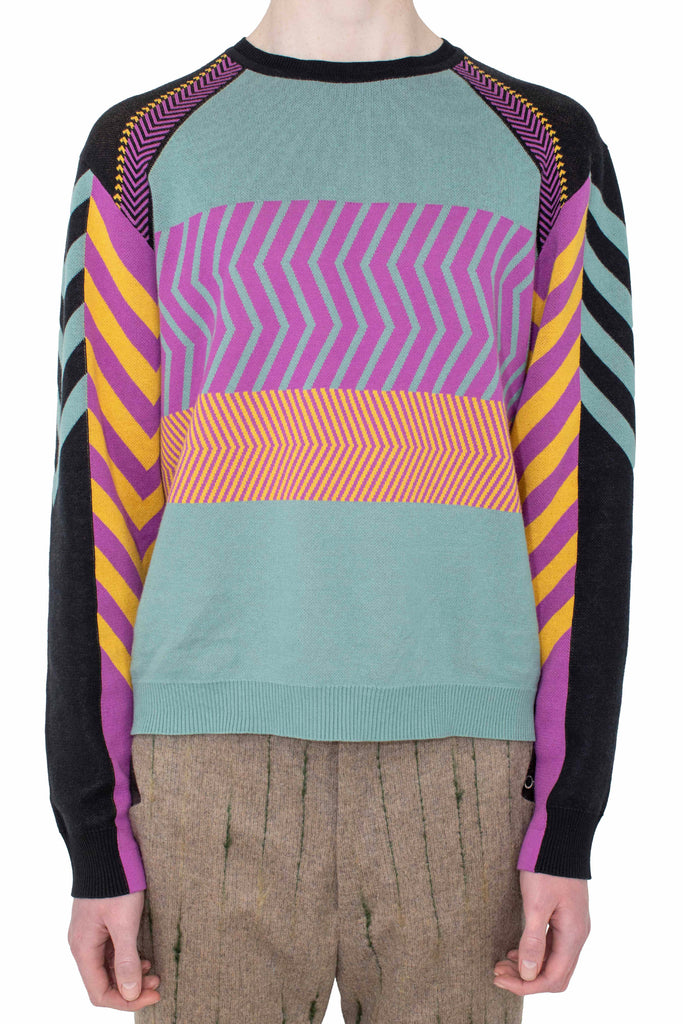GIZI PANELLED JUMPER - BLACK & TURQUOISE & LILAC