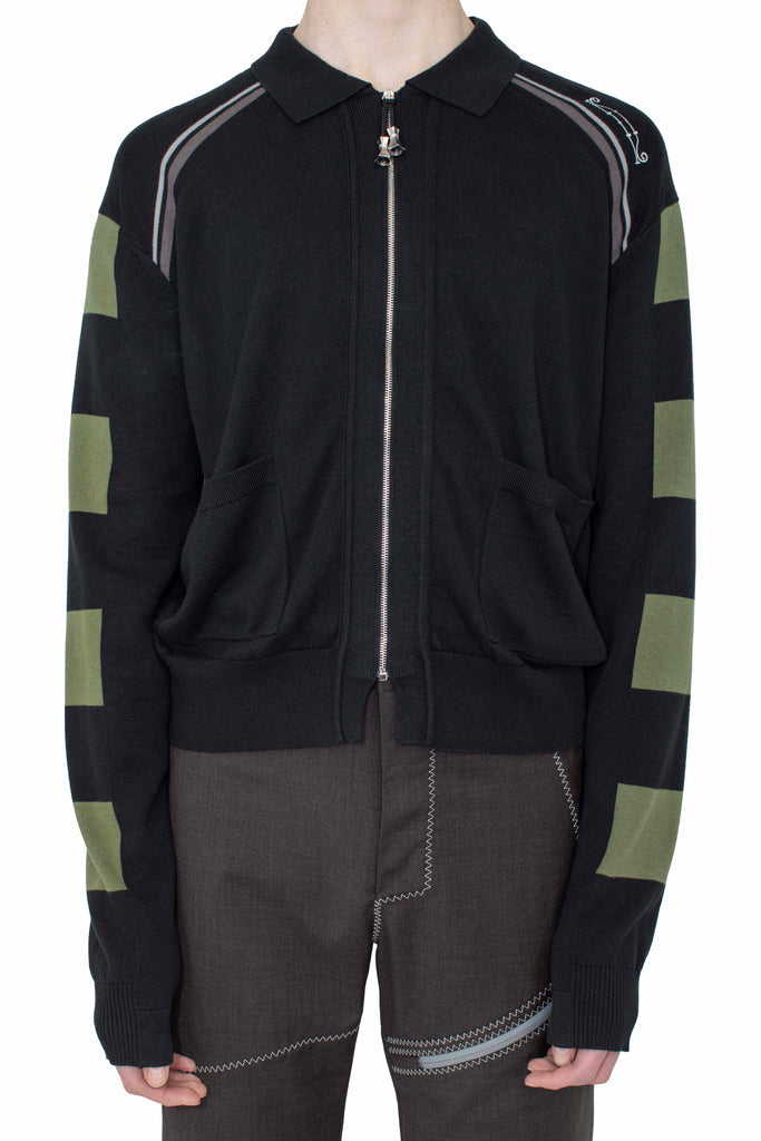 KEST CARDIGAN - BLACK & FERN