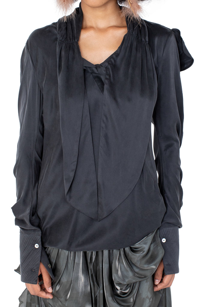 EVELYN BLOUSE - SHEEN BLACK