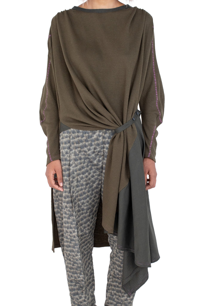 EIDER GODET DRESS - CEDAR GREEN