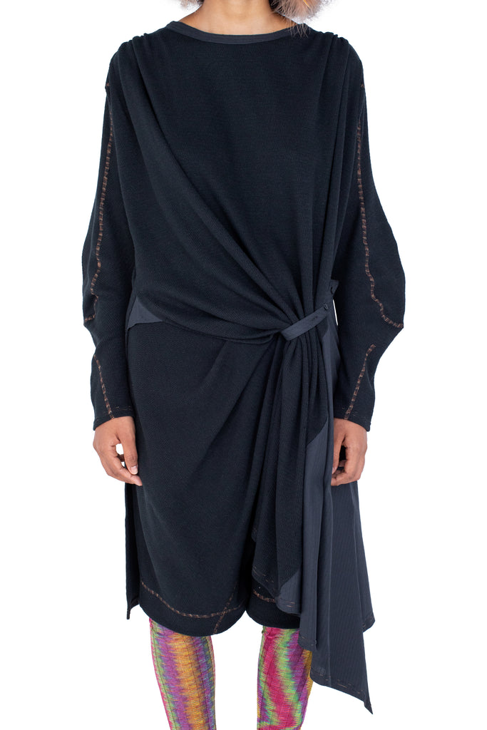 EIDER GODET DRESS - INK BLACK