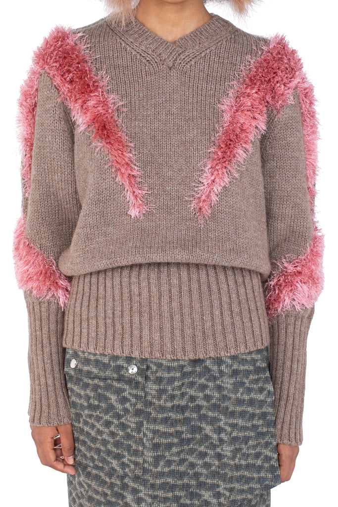 MACAW JUMPER - DOVE BROWN & REDPOLL PINK