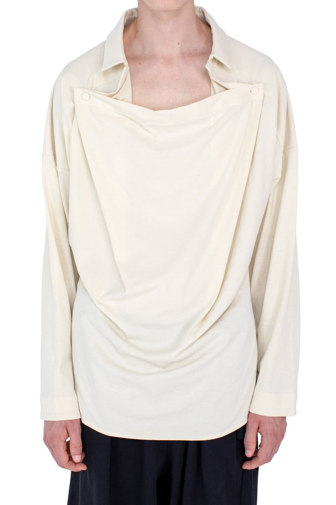 ISKAR DRAPED SHIRT - IVORY