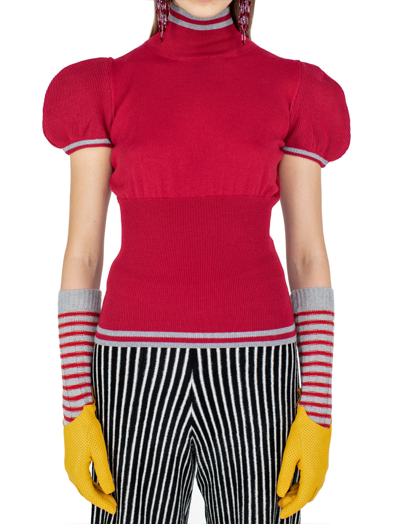 SIMONE KNIT TOP - CHERRY RED