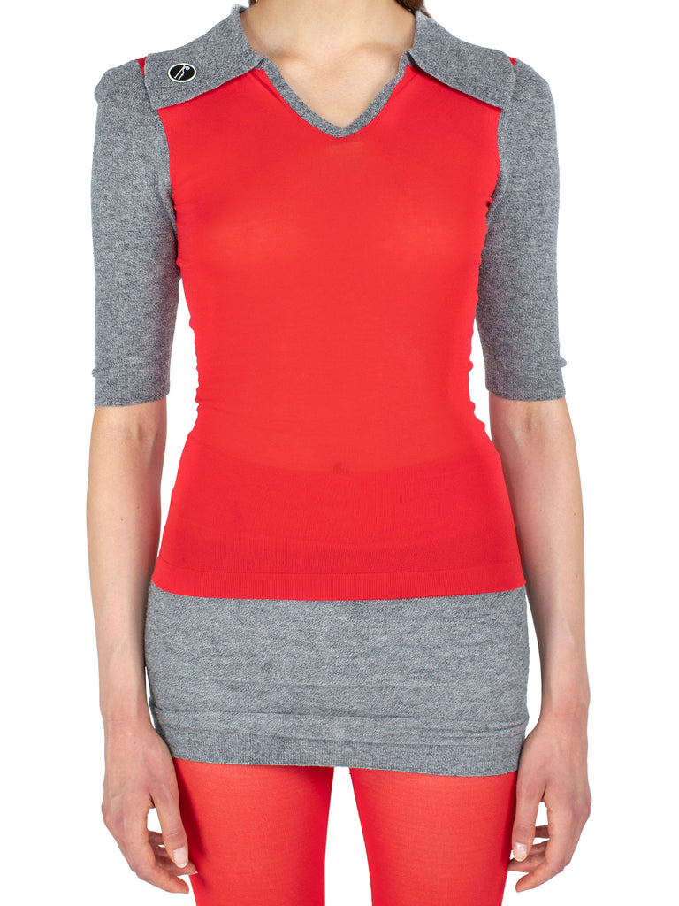 LARISSA KNIT POLO - VERMILLION RED