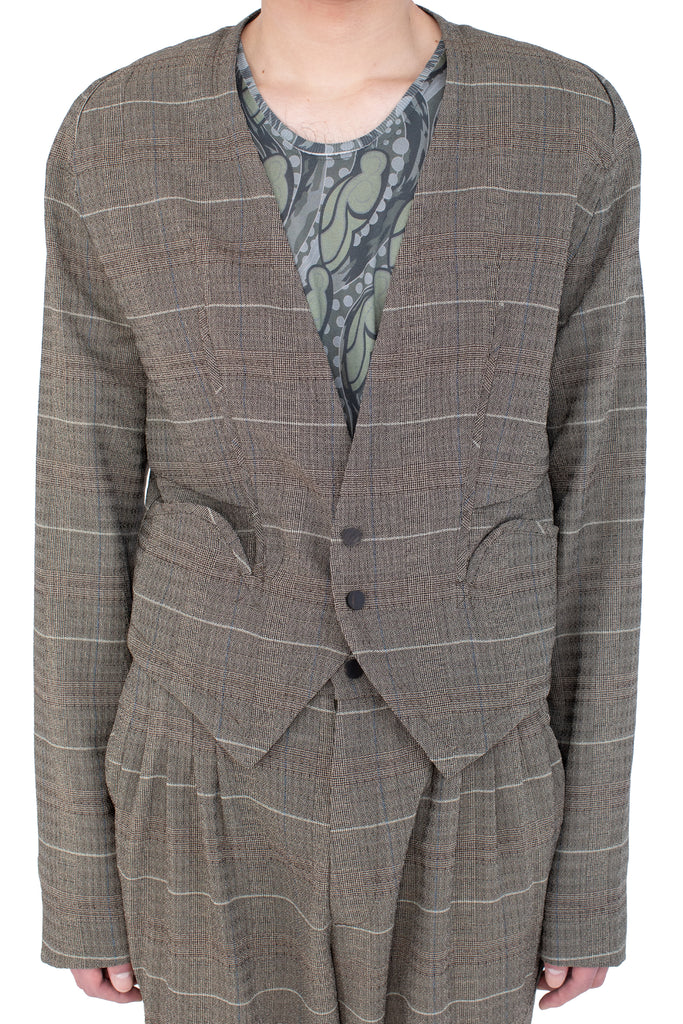 ANDRAS TAILORED JACKET - TAUPE CHECK