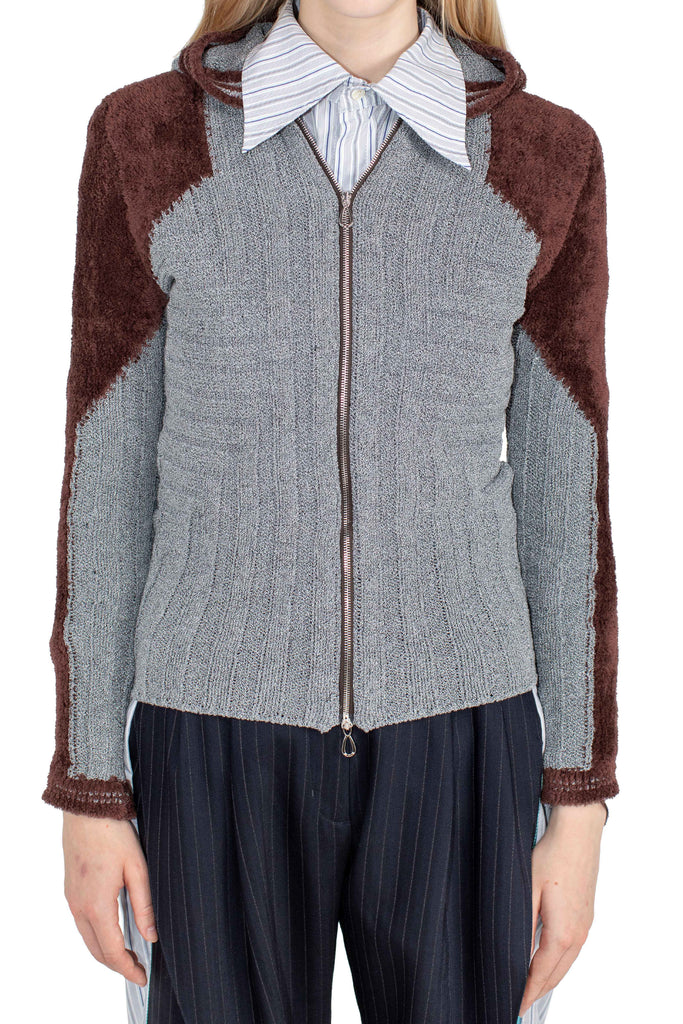 QUIMBY FITTED HOODED KNIT - SPECKLED FOSSIL GREY