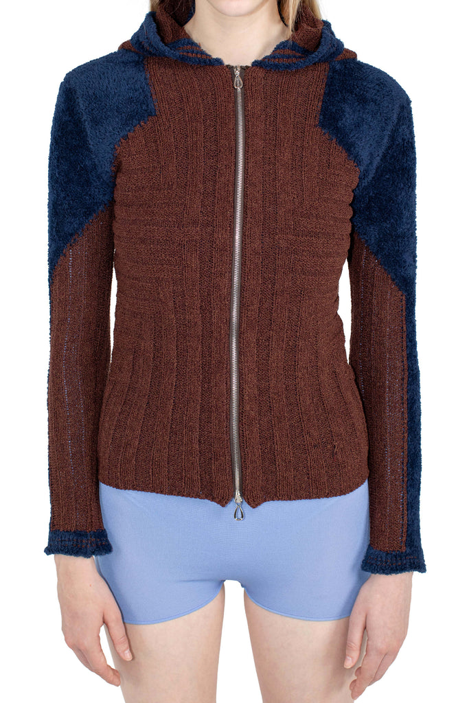 QUIMBY FITTED HOODED KNIT - MAHOGANY BROWN