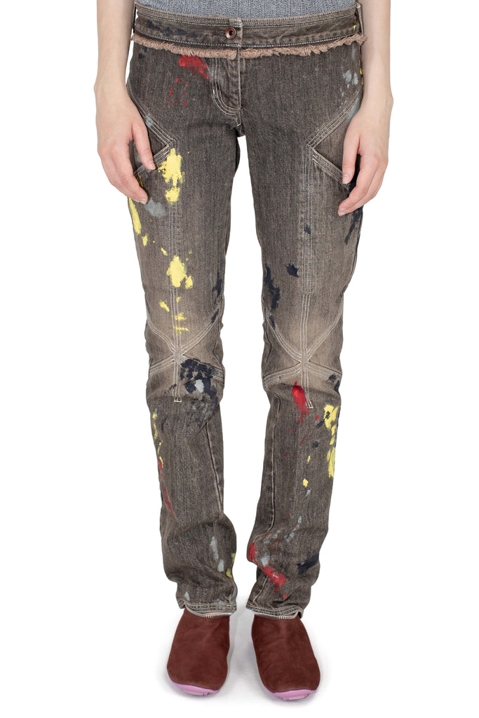 K PAINTED SLIM JEAN - WASHED BROWN