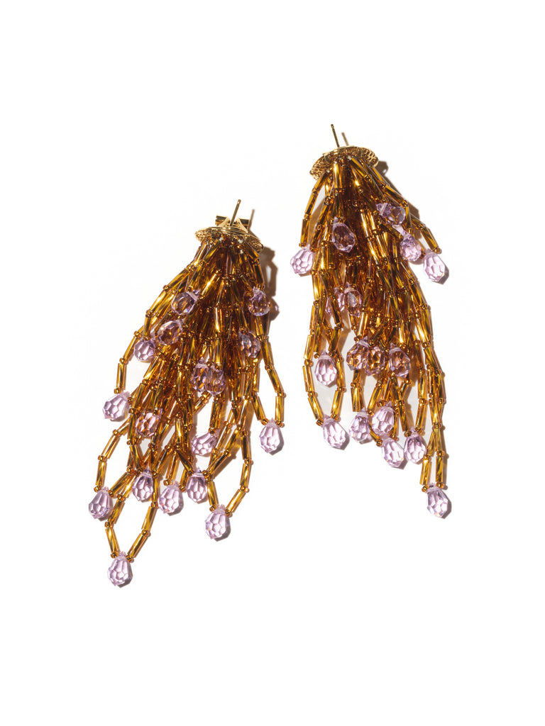 COWEN BEADED EARRINGS - GOLD/LIGHT ROSE