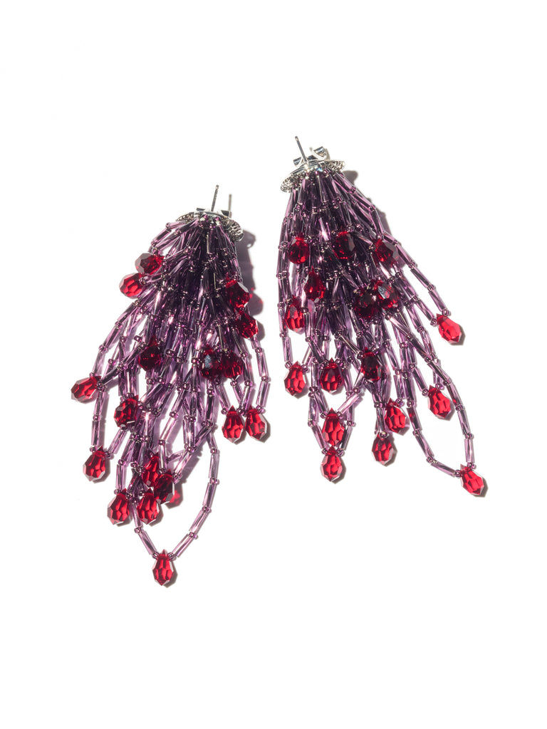 COWEN BEADED EARRINGS - METALLIC PURPLE/SIAM