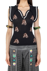 DANTE SLEEVELESS KNIT TOP - PEPPER BLACK