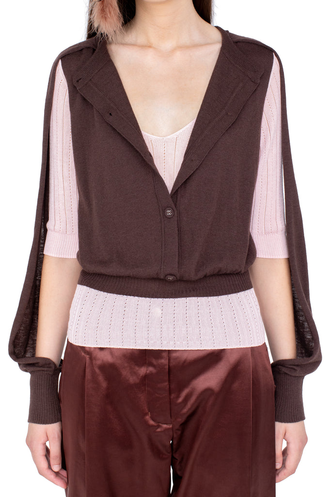 CORELLA DOUBLE SLEEVE JUMPER - MAHOGANY