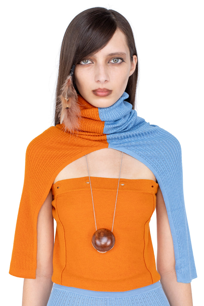 GREBE SCARF - PERSIMMON ORANGE & BLUE LAKE