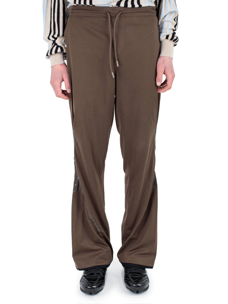 ALEC K-DART JERSEY TROUSER - BROWN / BLACK & GREEN STRIPES