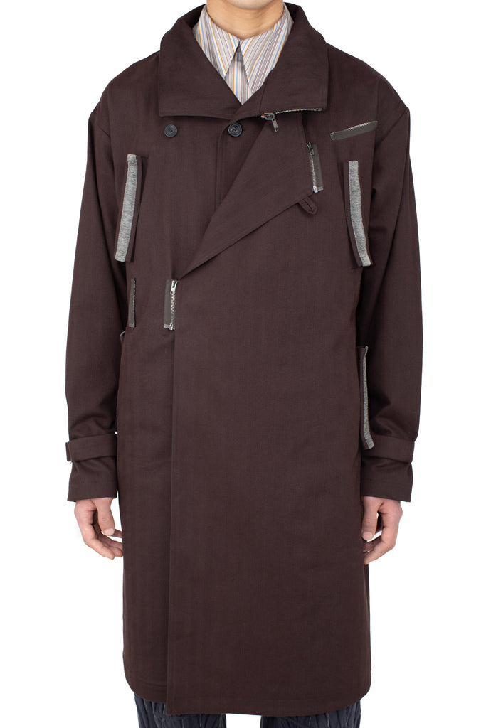 VIG ASYMMETRICAL COAT - WOOD BROWN