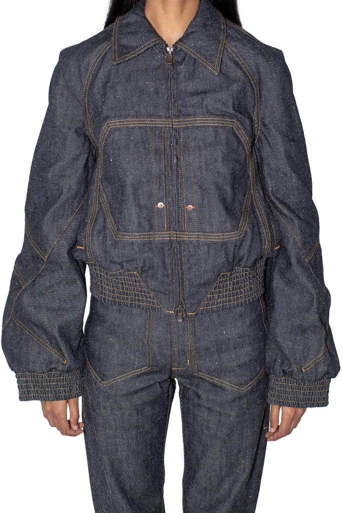 K BOMBER JACKET - MOTTLED DARK INDIGO