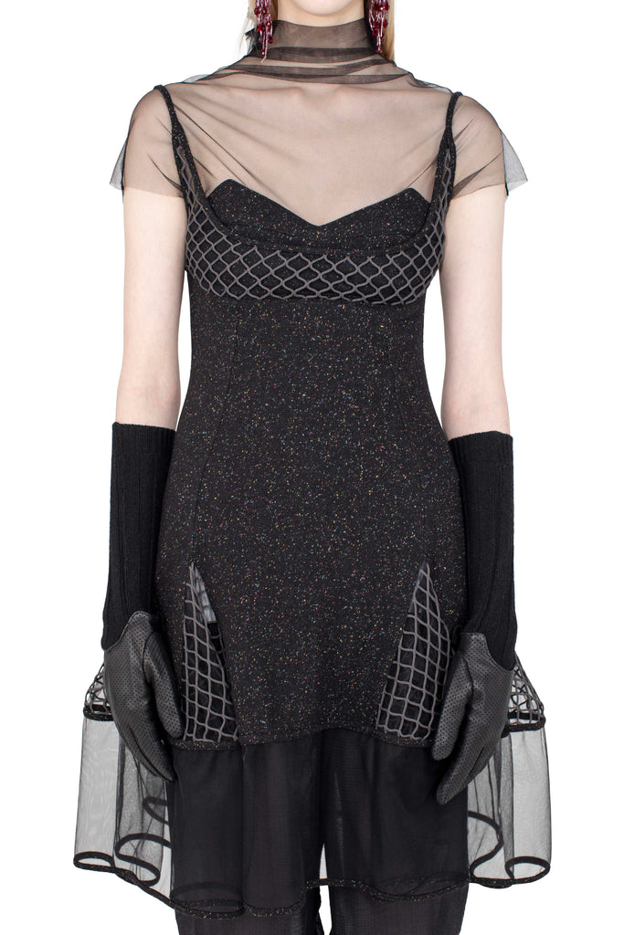 ACKER SHORT SLEEVE DRESS - SPECKLED BLACK