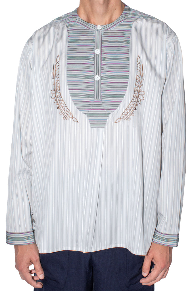 KUTCH OVERSHIRT - GREY WIDE STRIPE/ CROCUS MULTI