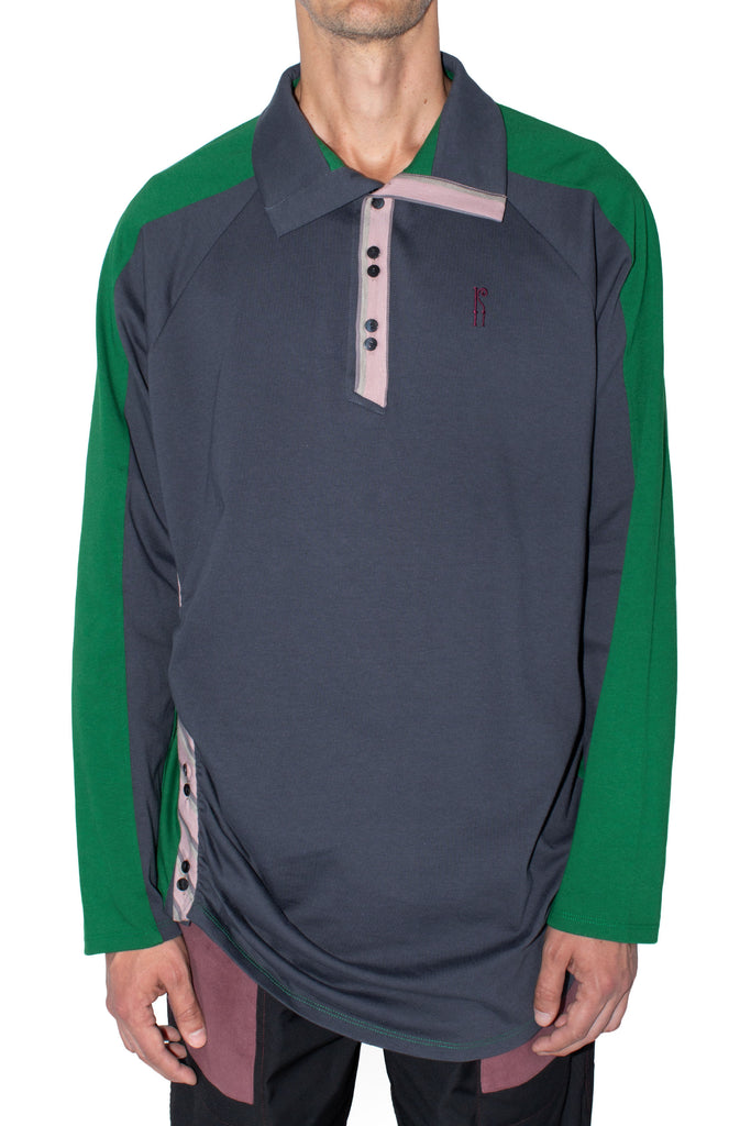 HALISHA TOP - DIM GREY/ HUNTER GREEN/ HEATHER PINK