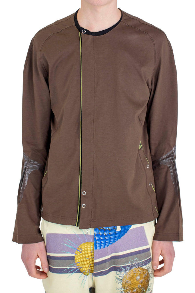 ALEC K-DART JERSEY JACKET - BROWN / BLACK