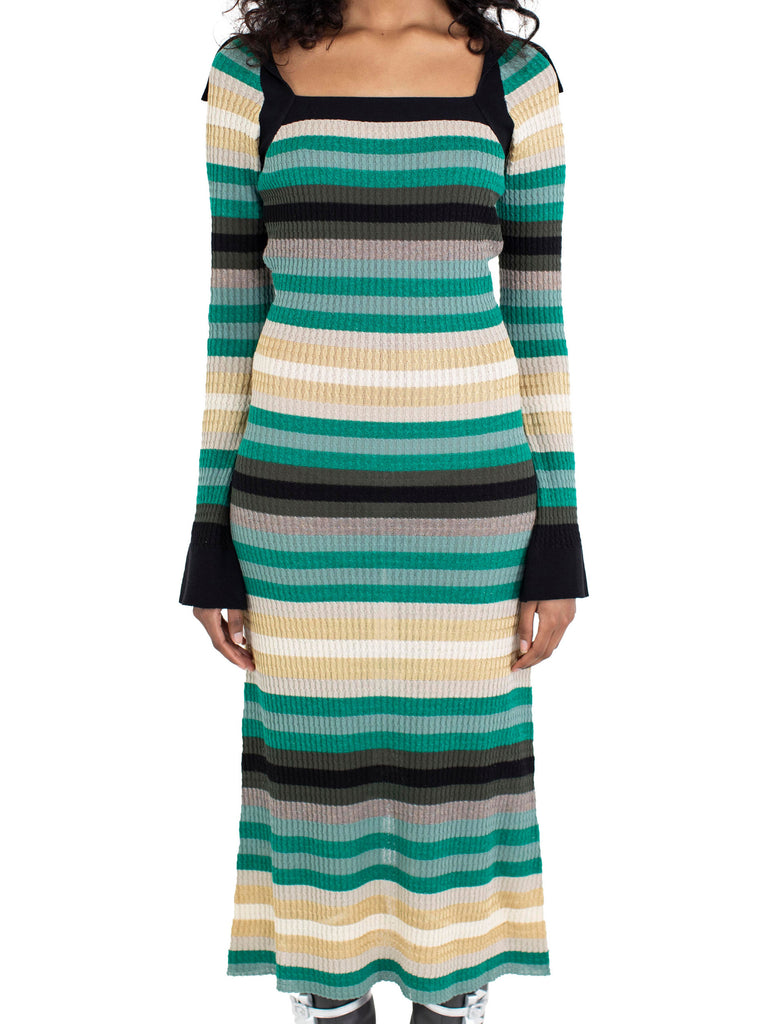STRIPED ESMERALDA KNIT DRESS - GOLDEN / ABSINTHE STRIPE