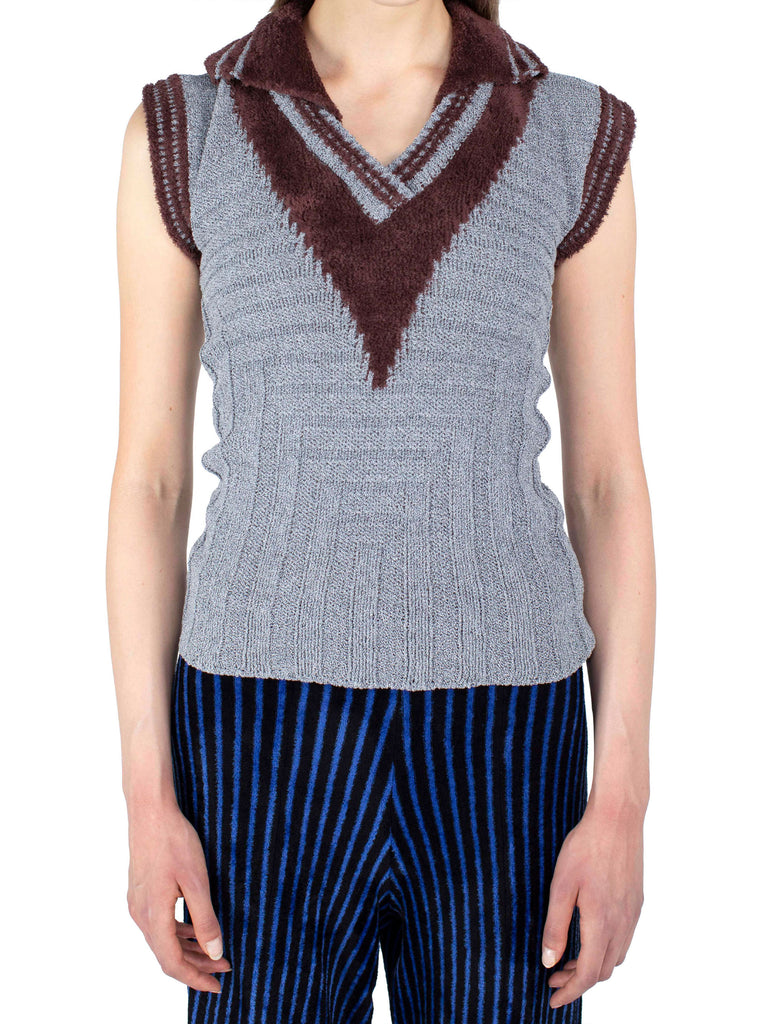 QUIMBY SLEEVELESS POLO - SPECKLED FOSSIL GREY