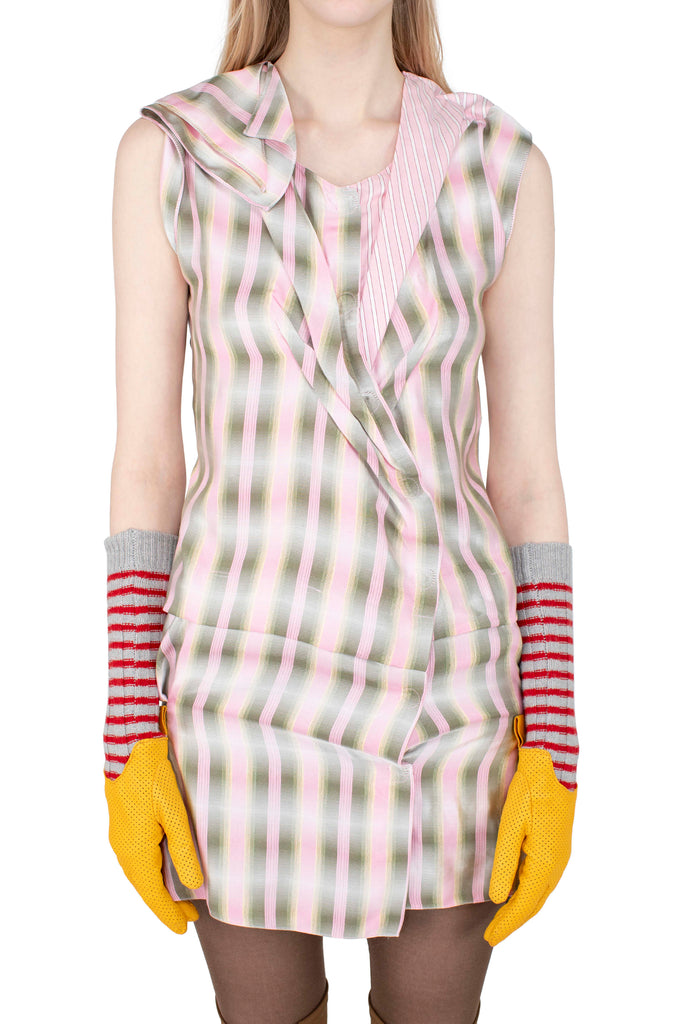LORNA SLEEVELESS SHIRT DRESS - PINK NECTAR & JUNIPER GREEN