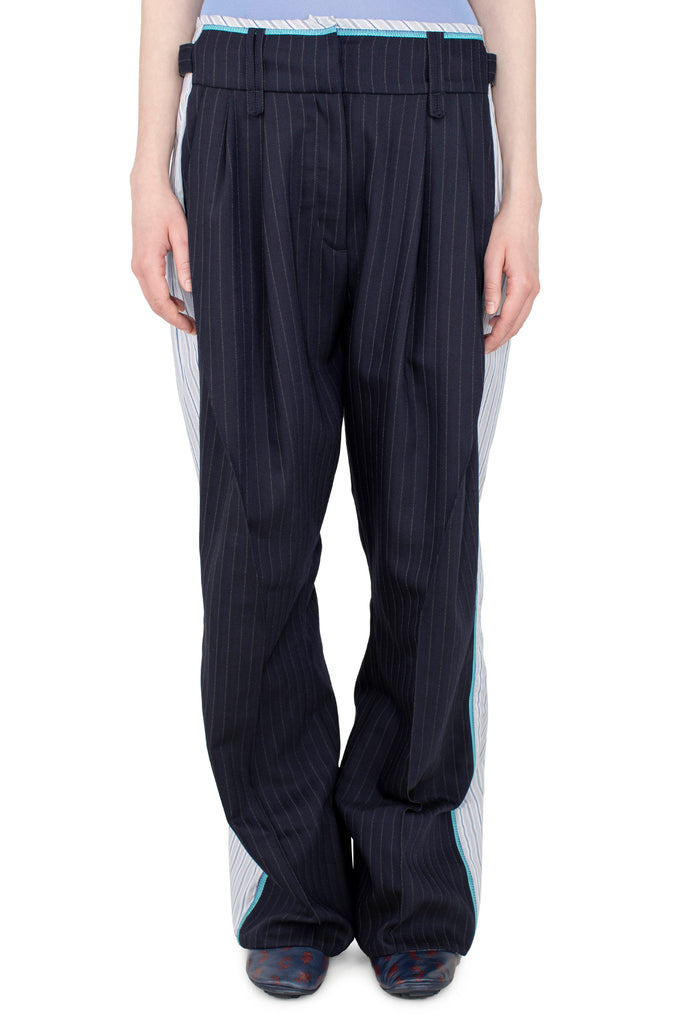 CAUDA PLEATED TROUSER - NAVY & CHALK WHITE